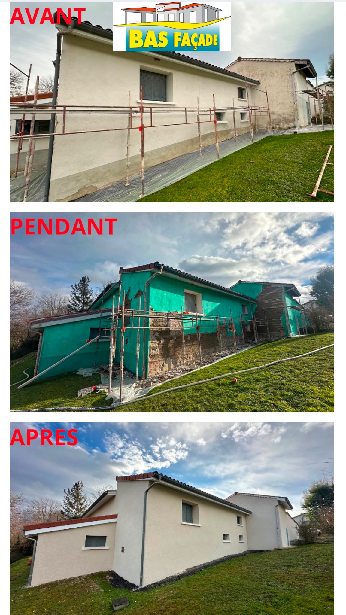 ravalement facade avant-apres par bas facade
