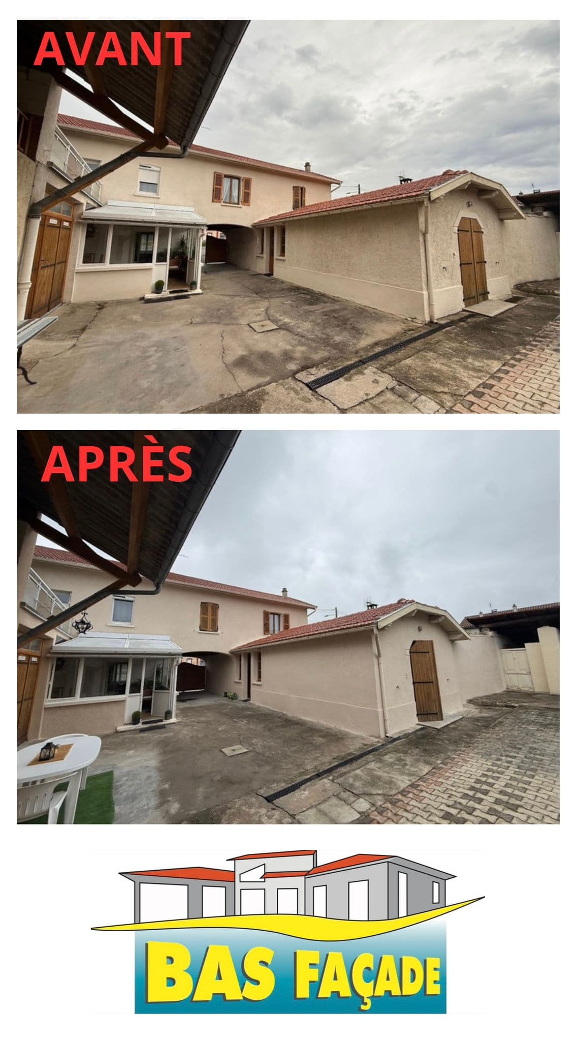 ravalement facade avant-apres par bas facade