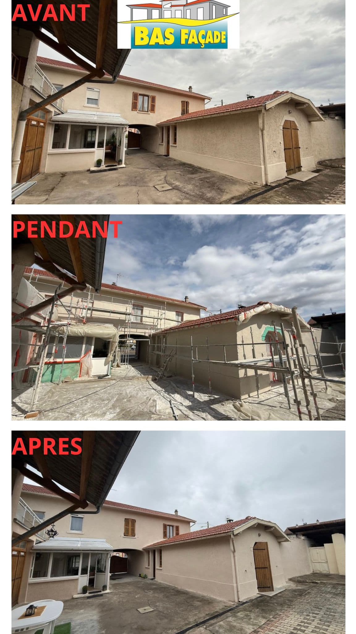 ravalement facade avant-apres par bas facade