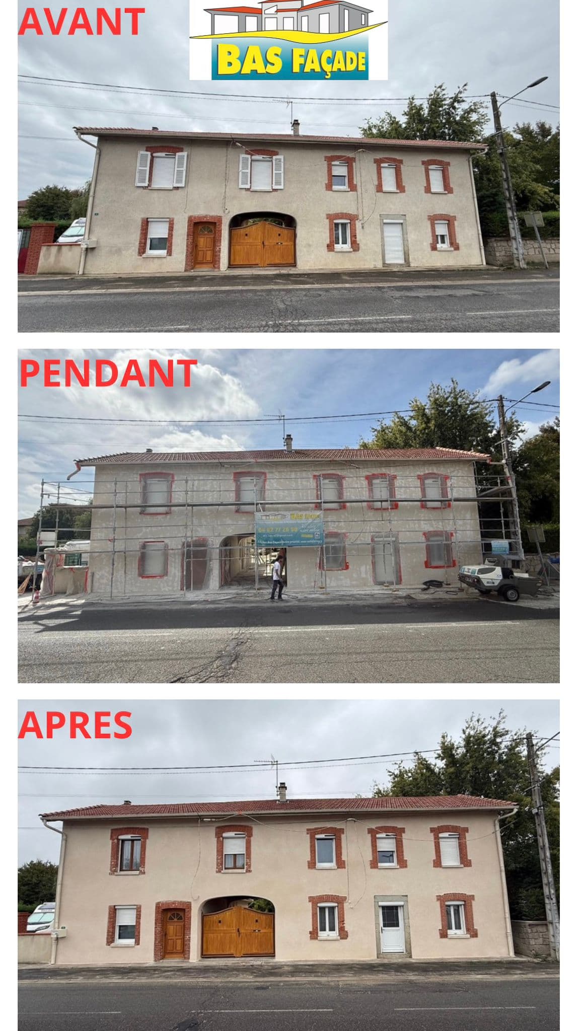ravalement facade avant-apres par bas facade