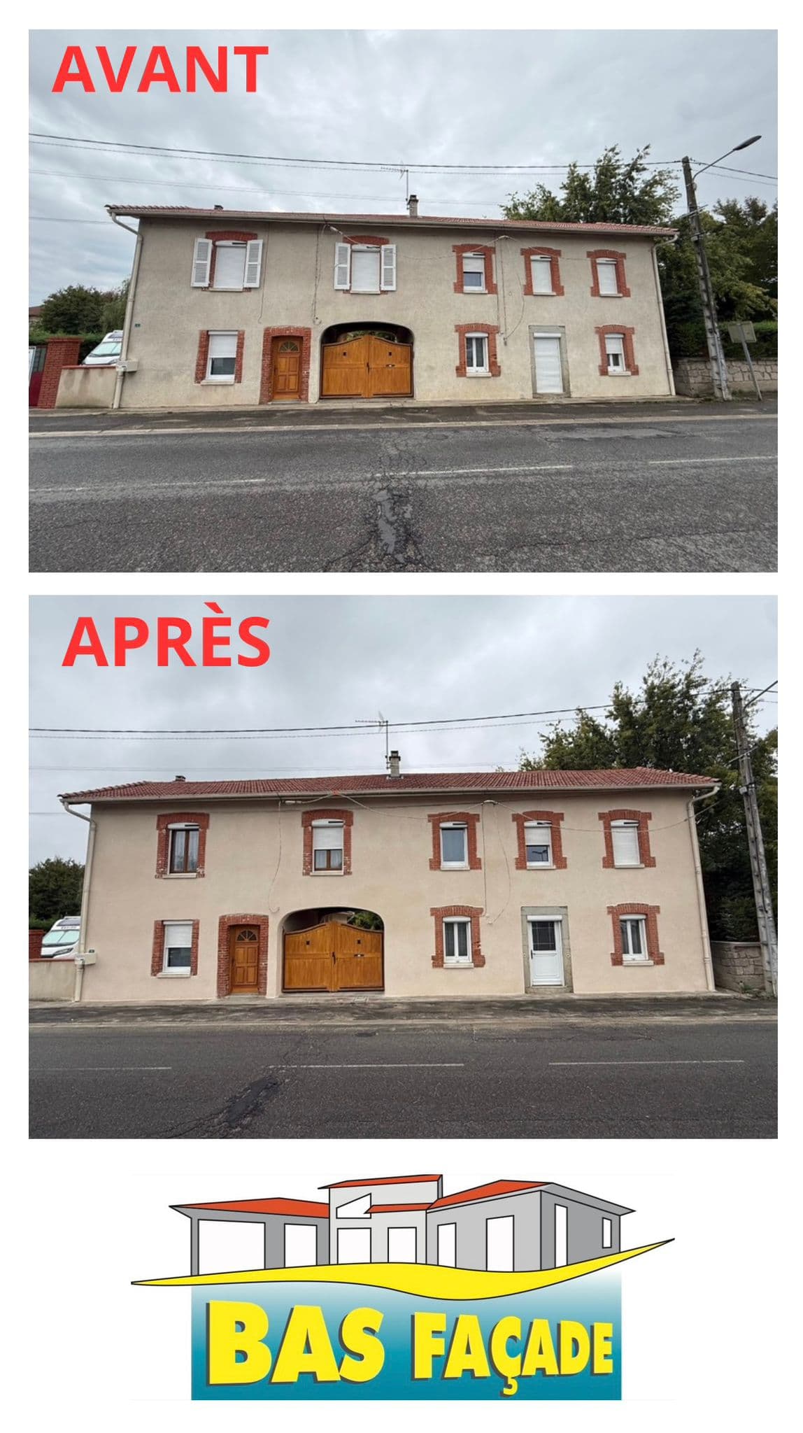 ravalement facade avant-apres par bas facade