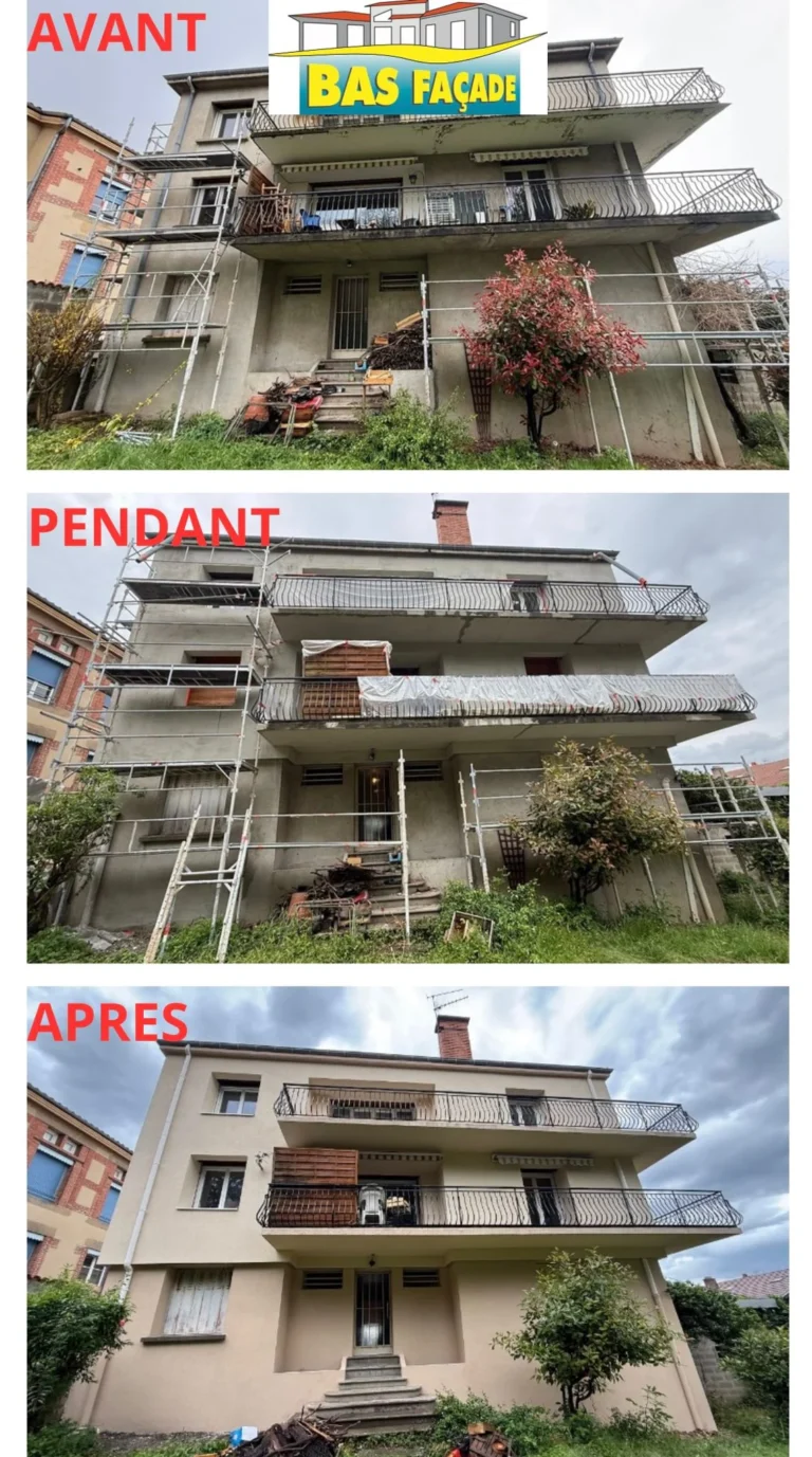 ravalement facade avant-apres par bas facade