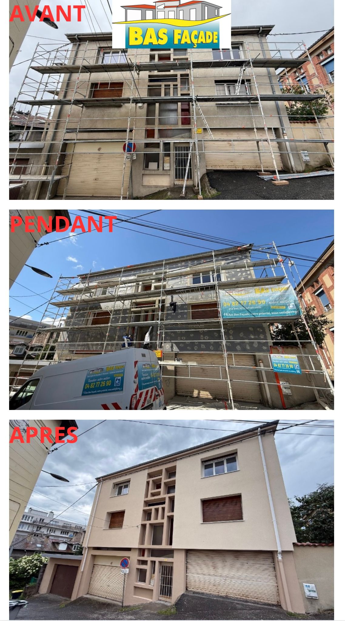 ravalement facade avant-apres par bas facade
