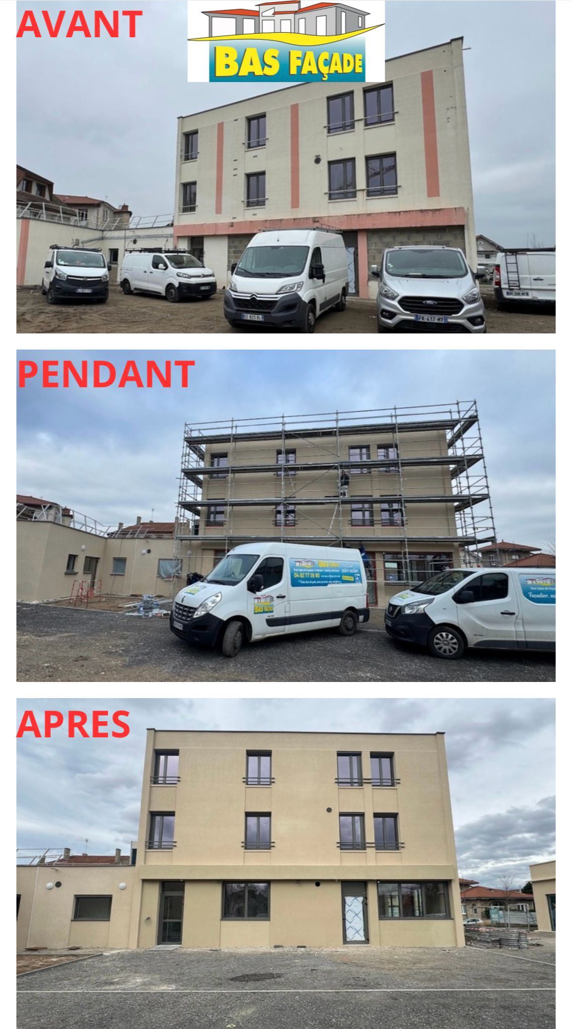 ravalement facade avant-apres par bas facade