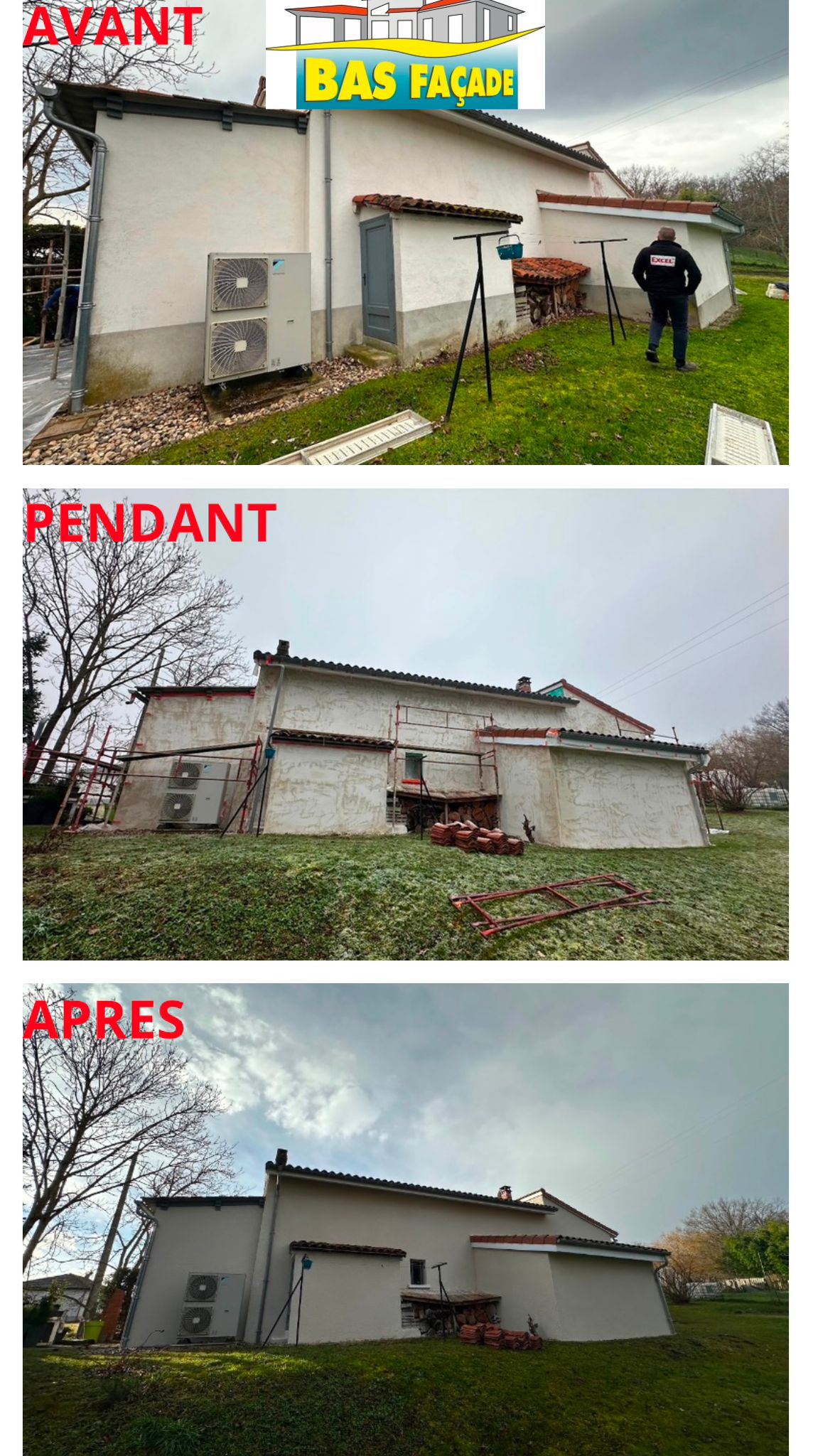 ravalement facade avant-apres par bas facade