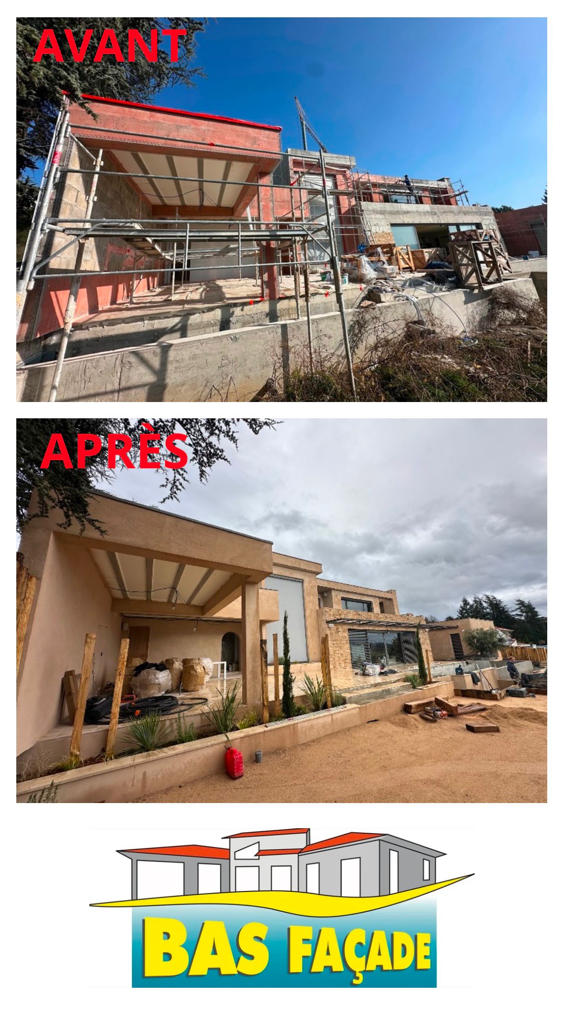 ravalement facade avant-apres par bas facade
