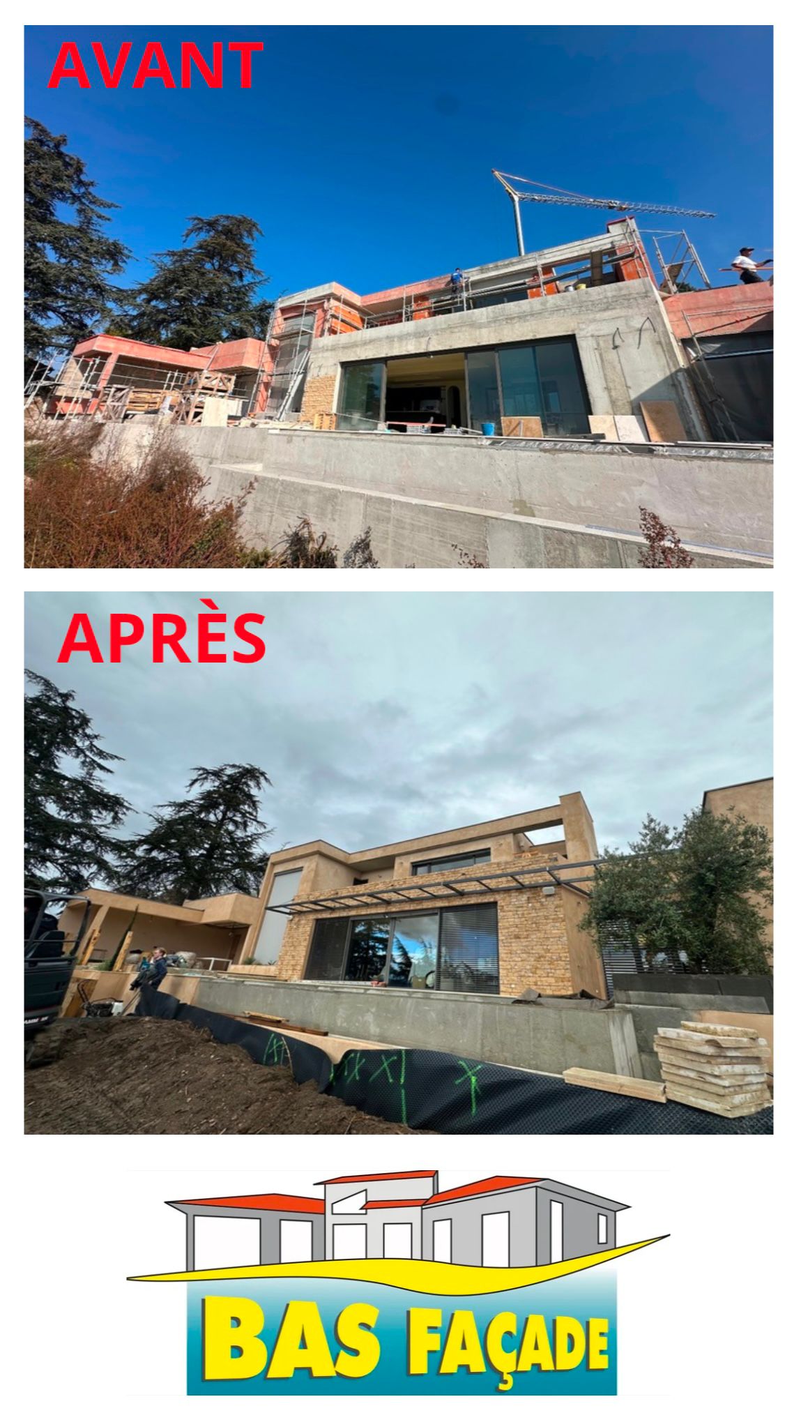 ravalement facade avant-apres par bas facade