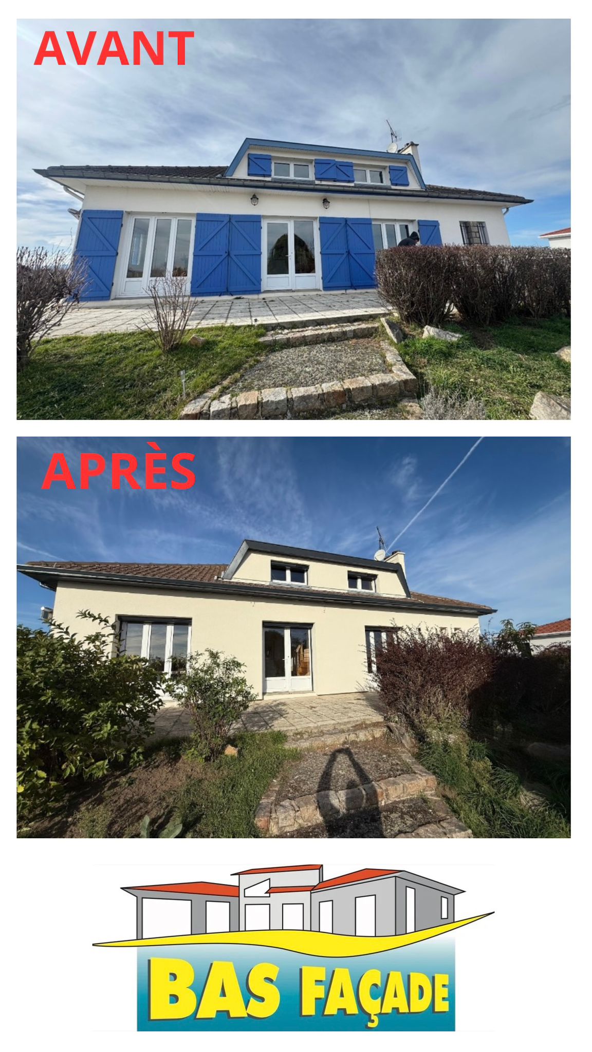 ravalement facade maison avant-apres par bas facade