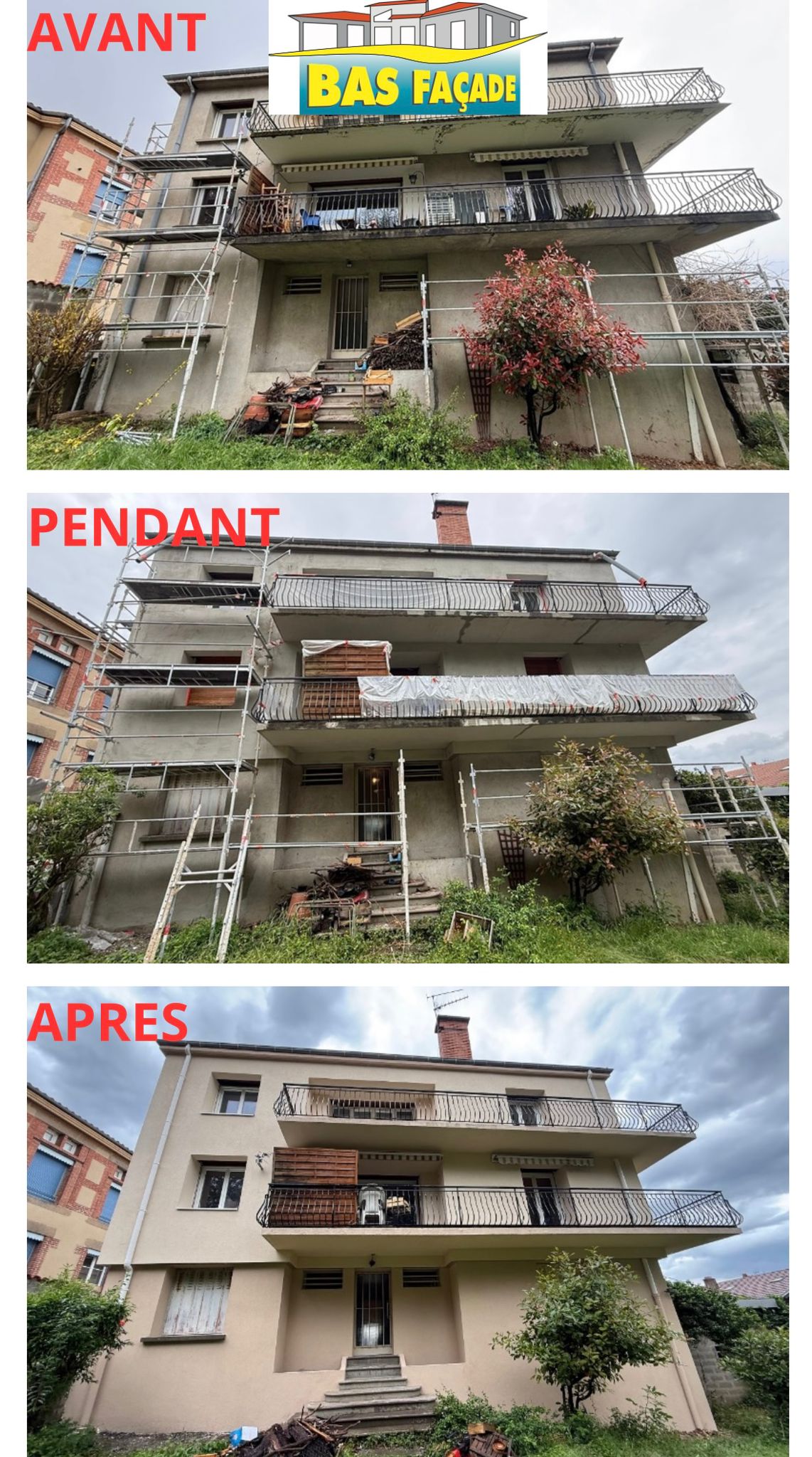 ravalement facade avant-apres par bas facade